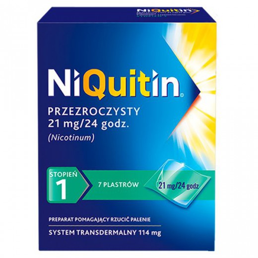 NiQuitin 21mg/24h, 7 plastrów przezroczystych