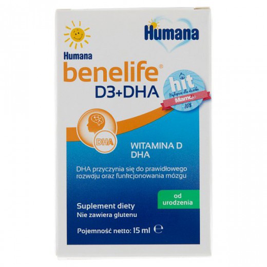 Humana Benelife D3 + DHA, od urodzenia, 15 ml