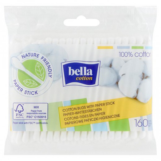 Bella Cotton, papierowe patyczki higieniczne, 160 sztuk