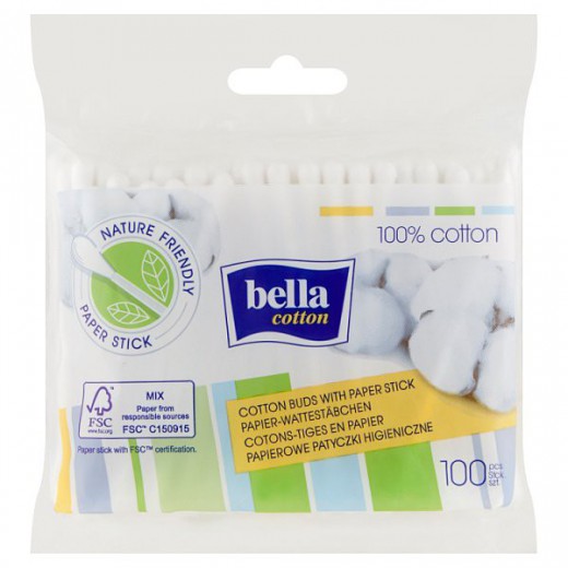 Patyczki higieniczne papierowe, Bella Cotton, 100 sztuk