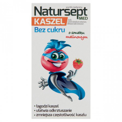 Natursept Med Kaszel, lizaki bez cukru, smak malinowy, powyżej 3 lat, 6 sztuk