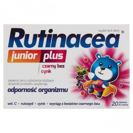 Rutinacea Junior Plus, smak owocowy, 20 tabletek do ssania