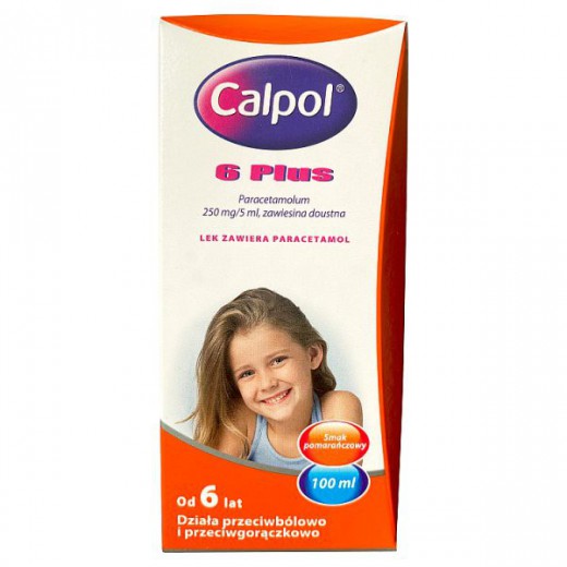 Calpol 6 Plus 250 mg/ 5ml, zawiesina doustna dla dzieci od 6 lat i dorosłych, 100 ml