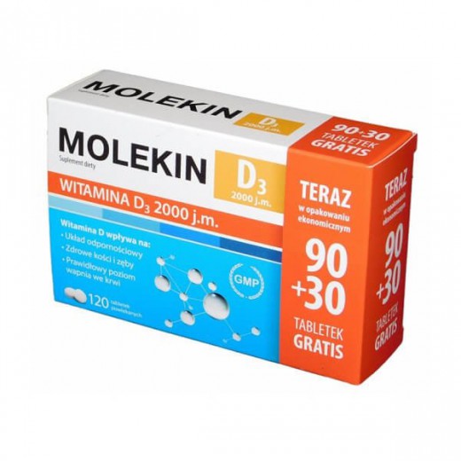 Molekin Witamina D3 2000 J.M, 90 tabletek + 30 tabletek w prezencie