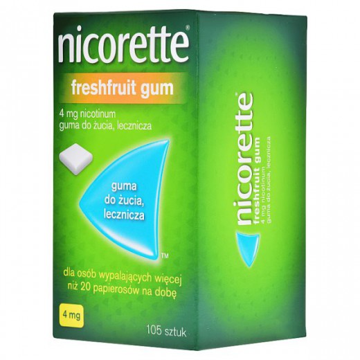 Nicorette FreshFruit 4 mg, guma do żucia, 105 sztuk