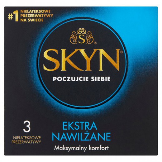 Unimil Skyn Ekstra Nawilżane, prezerwatywy nielateksowe, 3 sztuki