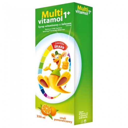 Multivitamol 1+, syrop witaminowy z żelazem, od 1 roku życia, 250ml