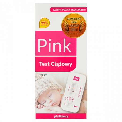 PINK-TEST płytkowy test ciążowy, 1 sztuka