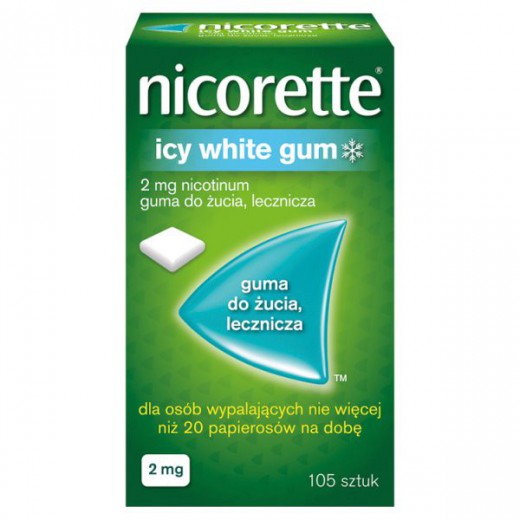 Nicorette Icy White Gum 2 mg, guma do żucia lecznicza, 105 sztuk