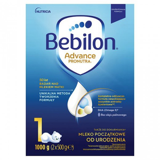 Bebilon Advanced Pronutra 1, mleko początkowe, od urodzenia, 1000 g
