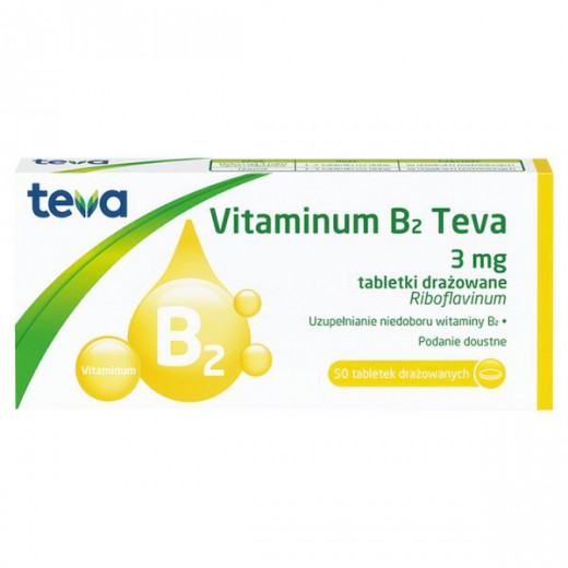 Vitaminum B2 Teva 3 mg, 50 tabletek drażowanych