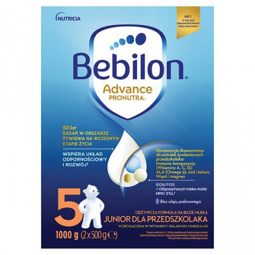 Bebilon Advance Pronutra 5 Junior, odżywcza formuła na bazie mleka, dla przedszkolaka, 1000 g