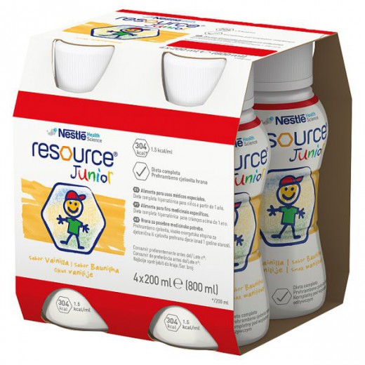 Resource Junior, preparat odżywczy powyżej 1 roku, smak waniliowy, 4 x 200 ml