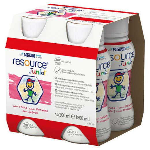 Resource Junior, preparat odżywczy powyżej 1 roku, smak truskawkowy, 4 x 200 ml