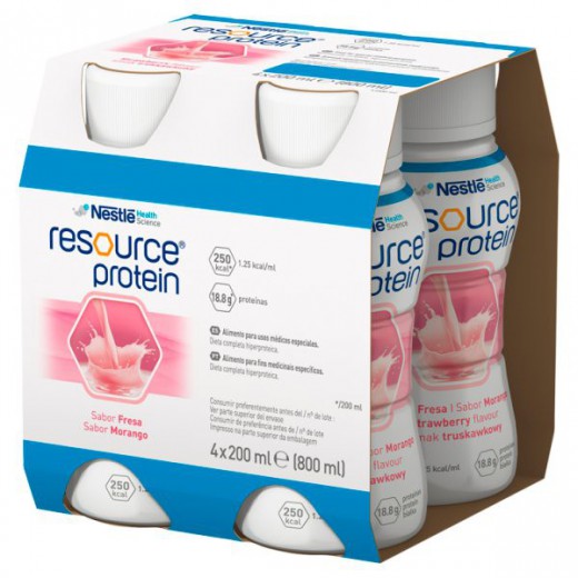 Resource Protein, preparat odżywczy, smak truskawkowy, 4 x 200 ml