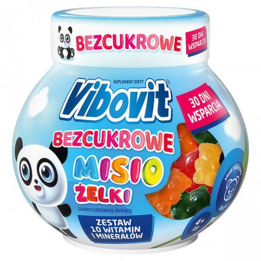 Vibovit Bezcukrowe Misio Żelki, powyżej 4 lat, smak owocowy, 30 sztuk