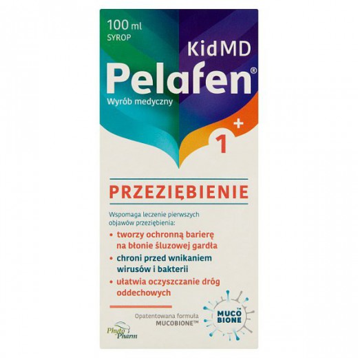 Pelafen Kid MD Przeziębienie, syrop dla dzieci powyżej 1 roku życia i dorosłych, smak malinowy, 100 ml