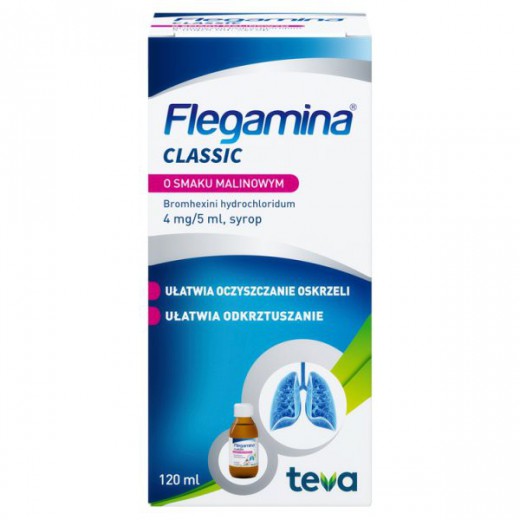 Flegamina 4mg/5ml, syrop o smaku malinowym, 120ml