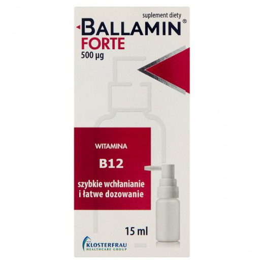 Ballamin Forte, witamina B12, aerozol do stosowania w jamie ustnej, 15 ml