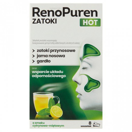 RenoPuren Zatoki Hot, smak cytrynowo-miętowy, 8 saszetek