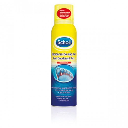 Scholl, dezodorant do stóp 3w1, ochrona przeciwgrzybiczna, 150 ml