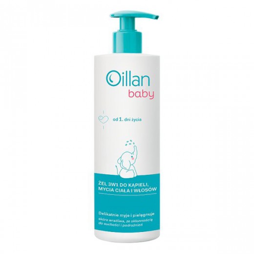 Oillan Baby, żel do kąpieli, mycia ciała i włosów 3w1, od 1 dnia życia, 400 ml