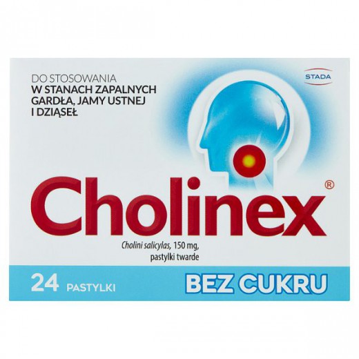 Cholinex 150 mg, bez cukru, 24 pastylki do ssania