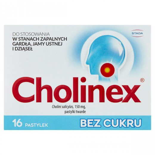 Cholinex 150 mg, bez cukru, 16 pastylek do ssania