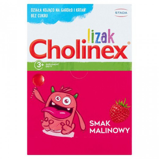 Cholinex Lizaki dla dzieci od 3 lat, smak malinowy, 50 sztuk