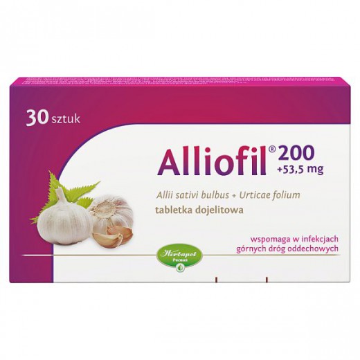 Alliofil 200 mg + 53,5 mg, 30 tabletek dojelitowych