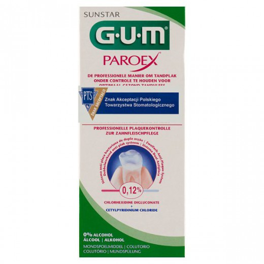 Sunstar Gum Paroex, 0,12% płyn do płukania jamy ustnej, Intensywne Działanie, 300 ml