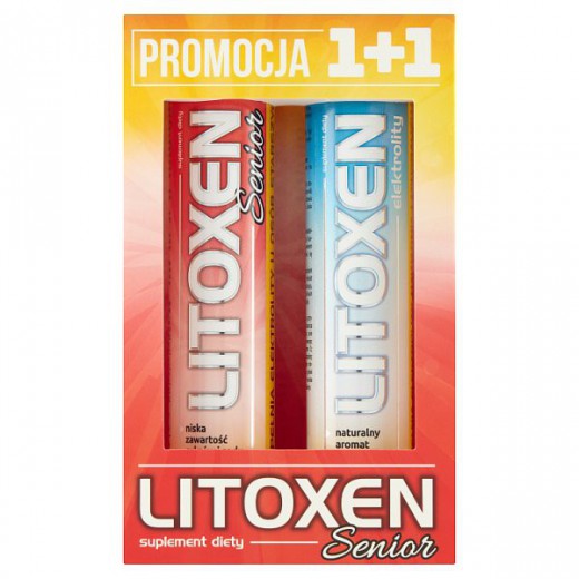 Litoxen Senior, smak pomarańczowy, 20 tabletek musujących + Litoxen Elektrolity, smak pomarańczowy, 20 tabletek musujących