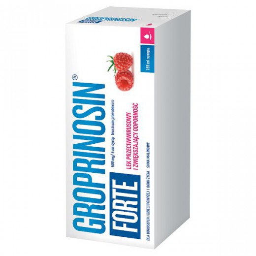 Groprinosin Forte 500 mg/ 5 ml, syrop dla dzieci i dorosłych, smak malinowy, 150 ml