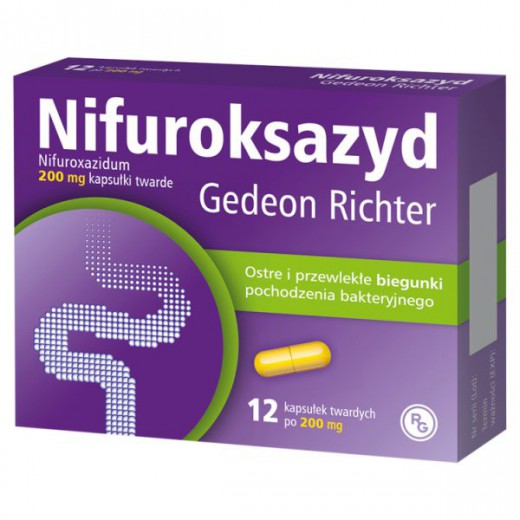 Nifuroksazyd Richter 200mg, 12 kapsułek