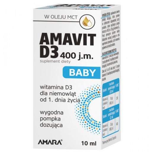 Amavit D3 Baby 400 j.m., w oleju MCT, płyn, 10 ml
