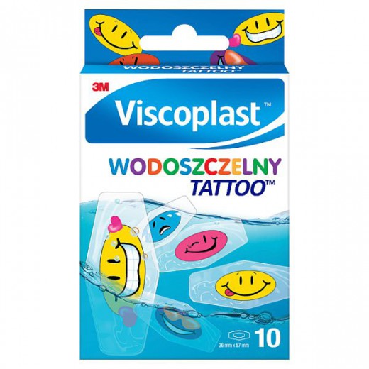 Viscoplast Wodoszczelny Tattoo, plastry z opatrunkiem z kolorowym nadrukiem, 10 sztuk