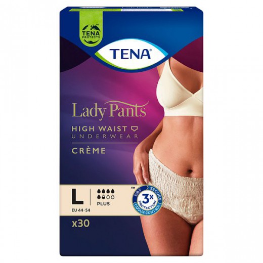 Tena Lady Pants Creme, majtki chłonne, rozmiar L, 95-130 cm, Plus, 30 sztuk