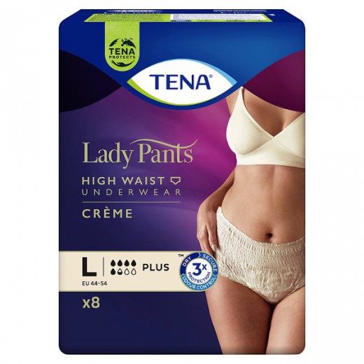 Tena Lady Pants Creme, majtki chłonne, Large, 95-130 cm, Plus, 8 sztuk