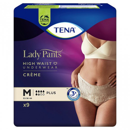Tena Lady Pants Creme, majtki chłonne, Medium, 75-105 cm, Plus, 9 sztuk