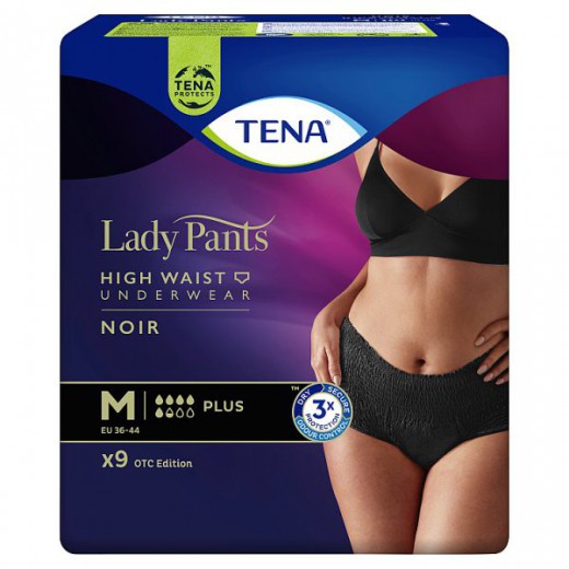 Tena Lady Pants Noir, majtki chłonne, Medium, 75-105 cm, Plus, 9 sztuk