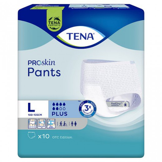 Tena Pants ProSkin, pieluchomajtki OTC Edition, rozmiar L, 100-135 cm, Plus, 10 sztuk