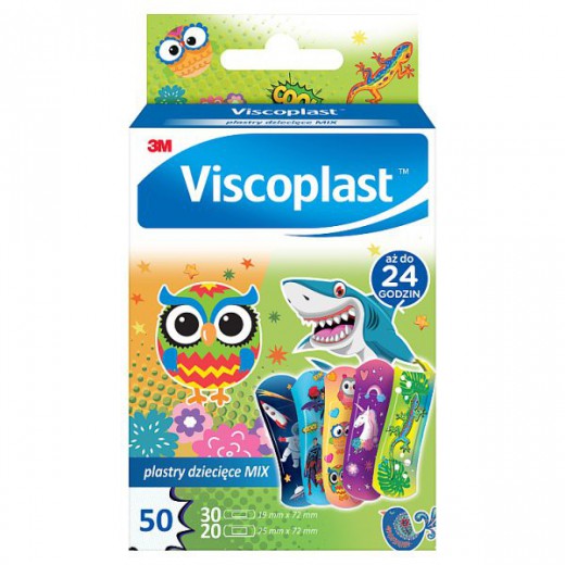 Zestaw Plastrów dziecięcych Viscoplast Mix, 50 sztuk