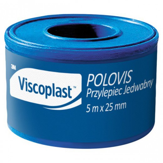 Viscoplast Polovis, przylepiec jedwabny, 5 m x 25 mm, 1 sztuka