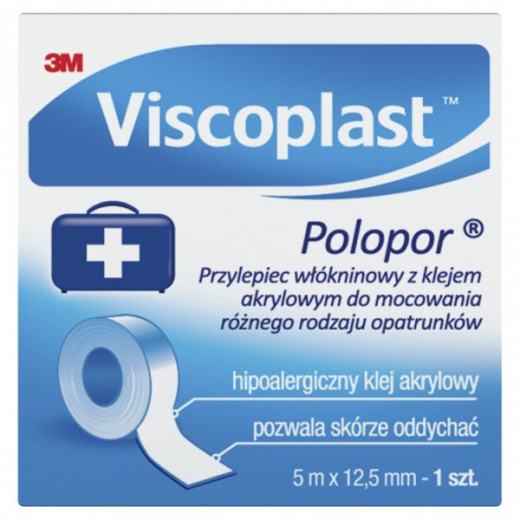 Viscoplast Polopor, przylepiec włókninowy, 5 m x 12,5 mm, 1 sztuka
