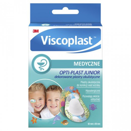 Viscoplast Opti-plast Junior, plastry okulistyczne dla dzieci, dekorowane, 62 mm x 50 mm, 10 sztuk