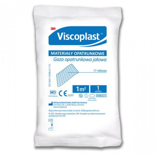 Viscoplast, gaza opatrunkowa, jałowa, 17-nitkowa, 1 m2, 1 sztuka