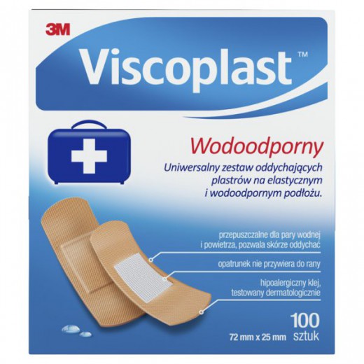 Viscoplast Wodoodporny, plastry z mikroperforacją, 72 mm x 25 mm, 100 sztuk