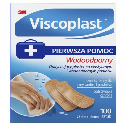 Viscoplast Wodoodporny, plastry z mikroperforacją, 72 mm x 19 mm, 100 sztuk