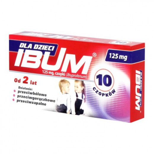Ibum dla dzieci 125mg, czopki, od 2 lat, 10 sztuk