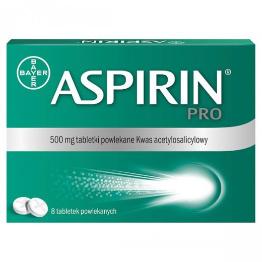 Aspirin Pro 500 mg, 8 tabletek powlekanych